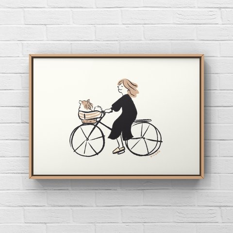 パピヨン【自転車】A4ポスター　犬　ペット