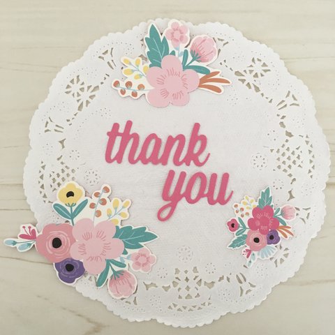 アルバムデコレーション素材  thank you & Flower  ＊うすピンク＊  送料無料