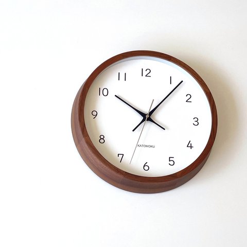 KATOMOKU muku clock 13 ウォールナット km-104WARC 電波時計 連続秒針 掛け時計