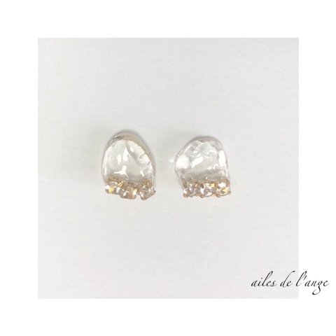 no.605 - seaglass ＊ rhinestone pierce 《clear》