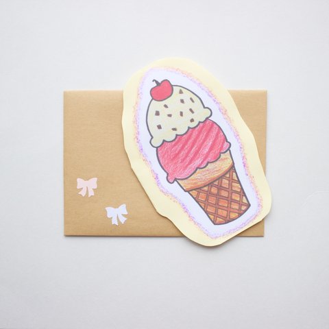 【送料無料】ピンクベリーアイスクリームなメッセージカード