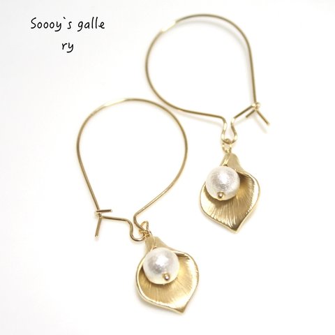 ユリ＆パールピアス　Lily & Pearl Pierce【送料無料】