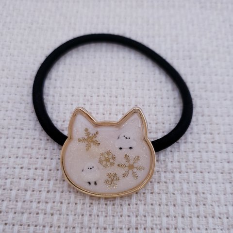 レジン ヘアゴム 猫 シマエナガのかくれんぼ　101