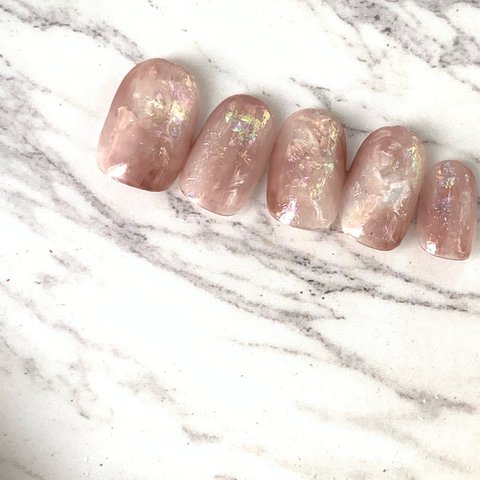 ＊mummys nail＊くすみカラー　奥行き　ニュアンス　シェル埋め込み