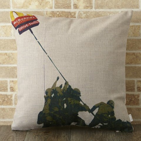 Banksy フラッグマクドナルド クッションカバー jubileecushionba033