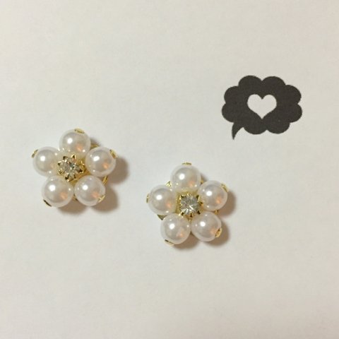 pearl flower pierce orearring