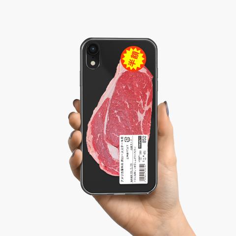 肩ロースステーキ肉パック風 クリア スマホケース 半額シール版 iPhone android アンドロイド CA0105