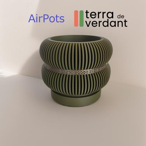 通気性抜群の鉢AirPots　根腐れ防止＆根の成長を促進するプランター　受け皿付き　開口部の直径約101ｍｍ