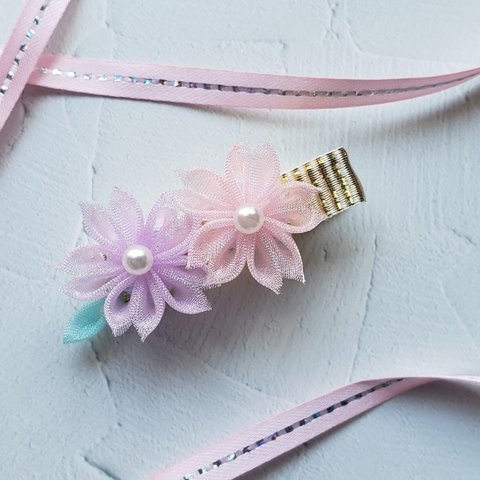 つまみ細工 桜のヘアクリップ