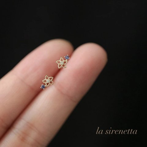 受注製作 ＊ blue zirconia flower pierce