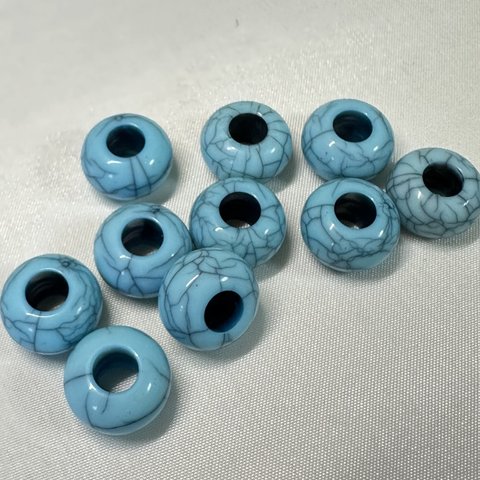 10個 14mm 大穴 アクリル ビーズ 穴6mm ターコイズ