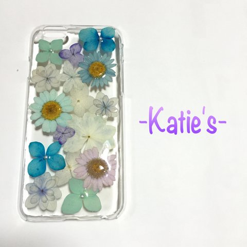 ミントブルー♡押し花iPhone6ケース