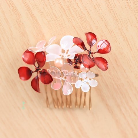 ⭕️ 梅 小梅ちゃん コーム かんざし 髪飾り 紅の色なる梅の花 和装 ディップフラワー 春 入学式