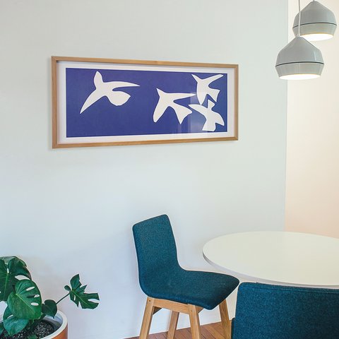 [額縁付き] アンリ・マティス「青い鳥」アートポスター ナチュラルフレーム 960×440mm AFHM02