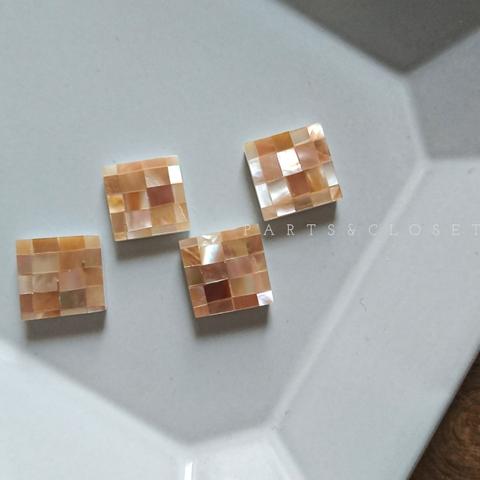 ：2pcs：SALE★ import mosaic shell plate シェル モザイク カボション ピアス イヤリング ブローチ　ハンドメイドアクセサリー等に