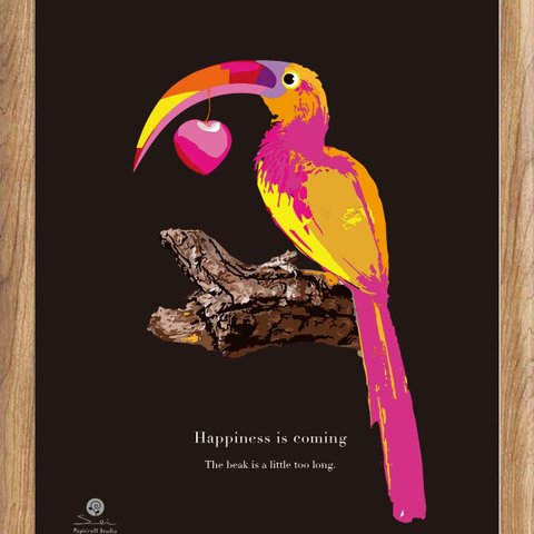 Love宅急便　恋　誕生日プレゼント　結婚祝い　新築祝い　贈りもの　オリジナル　ポスター　A4 　アート　seiで検索　エスニック　黒　おもしろい　動物　鳥　ｍ-306
