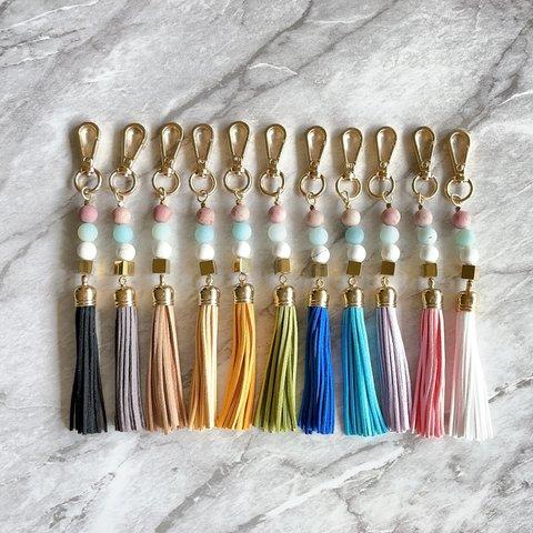 天然石とタッセルのバッグチャーム✧お財布チャーム✧スマホストラップ✧ Tassel charm ✧ Bag charm & Wallet charm