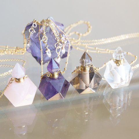 Gem Bottle Long Necklace-Aromaoil/Perfume-[No1-4/8,10] 