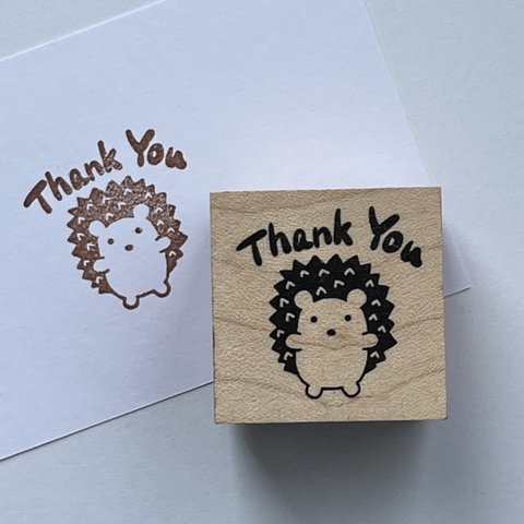 ハリネズミThank youのラバースタンプ