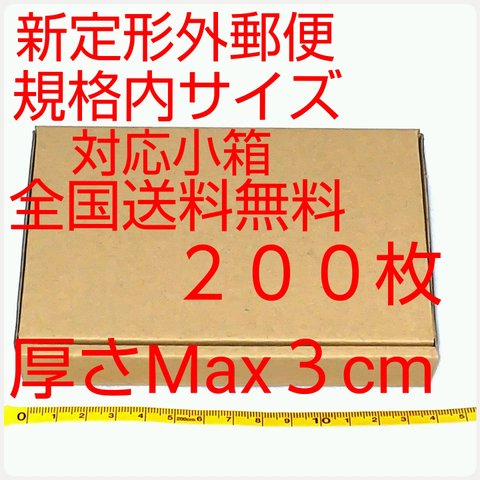 送料無料 定形外郵便用小型ダンボール２００枚：厚さMAX3cm定形外郵便規格内サイズ