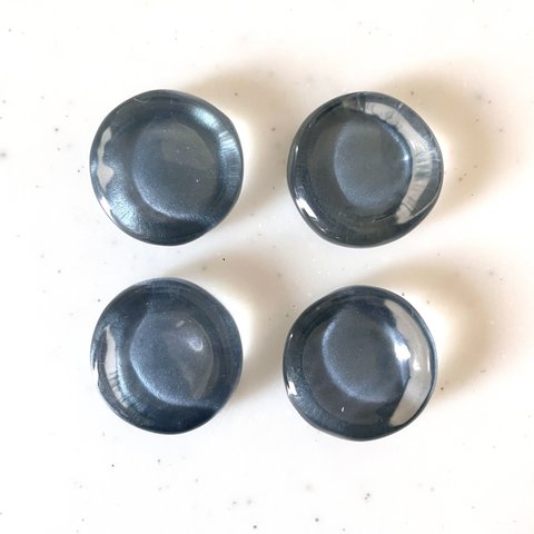 Clear Dusty Blue Distorted Circle Cabochons