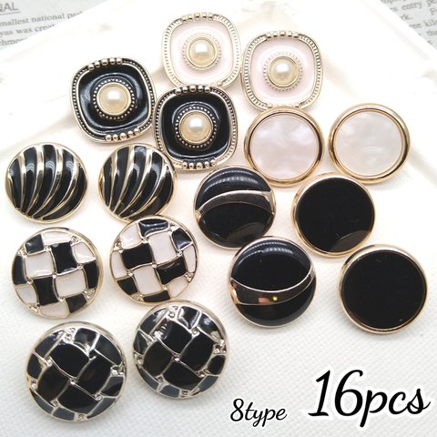 【cbtt6182acrc】【8type 16pct】button parts　　　　ボタン・カボション・アンティーク調・モノトーン