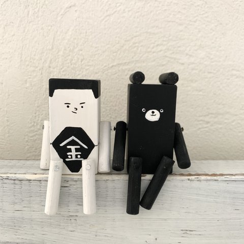  【こどもの日】金太郎と黒クマ　（モノトーン白×黒）