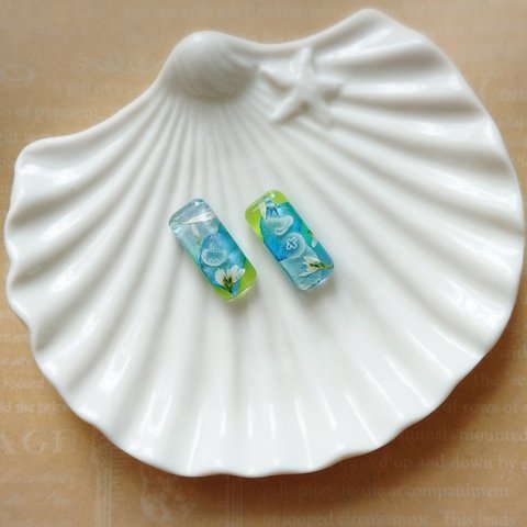 海月の水中花ピアス/イヤリング