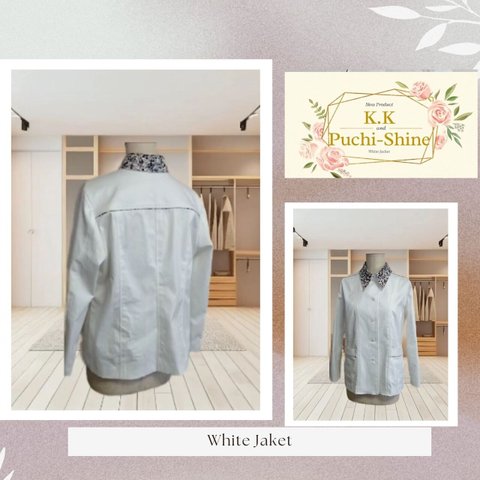 リバティー柄襟のWhite Jaket 