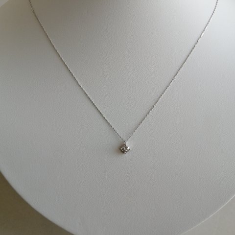 最終・一粒 天然ダイヤモンド0.2ct ネックレス[IVru]　K18WG