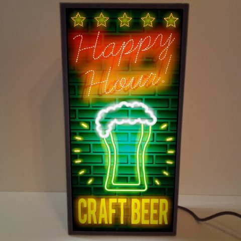 ビール パーティー ハッピーアワー スナック 酒 カフェ バー ミニチュア サイン ランプ 看板 置物 玩具 雑貨 ライトBOX