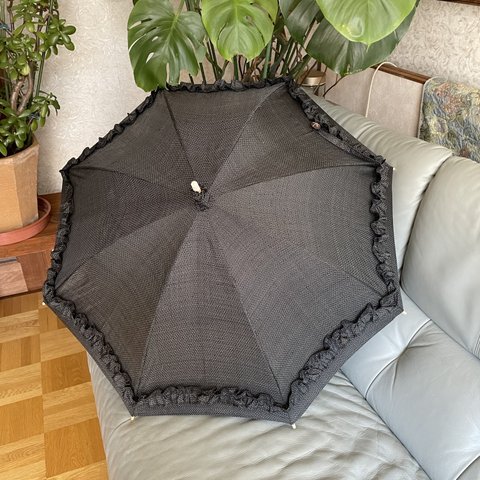 大島紬　黒い日傘