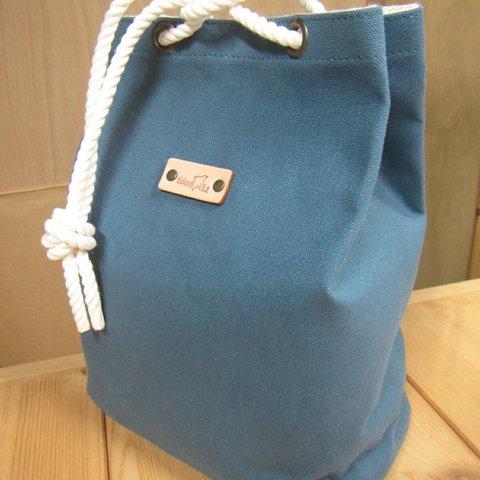 tsg-1 京都ちどりかばん 帆布製 手提げ袋 巾着型 Sサイズ 青にび