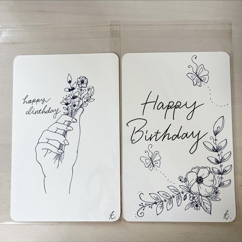手書き花柄カード