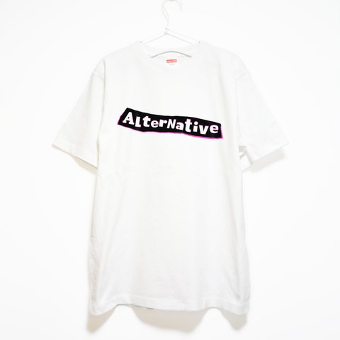オルタナティブロックの音楽系Tシャツ【ホワイト】やや厚めプレミアム生地 半袖クルーネック