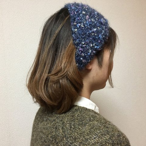 シンプルヘアバンドネイビー