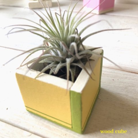 <new> wood  cube mini (イエロー×ライムグリーン)
