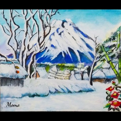 冬の富士山       絵画 雪景色 ふじさん  油絵  原画  風景  富士山  雪  アート インテリア  oilpainting  art