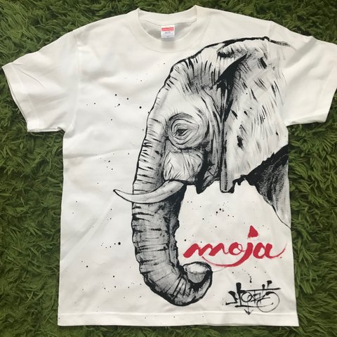 手描き動物TシャツーMサイズーゾウー