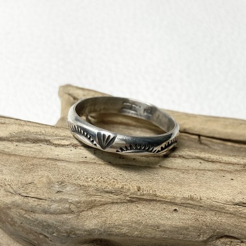 silver950 スタンプワーク　シルバーリング　指輪　メンズ　男性用　20.5号#インディアンジュエリー　ネイティブアメリカン　Sterling 925 ナバホ族　リング