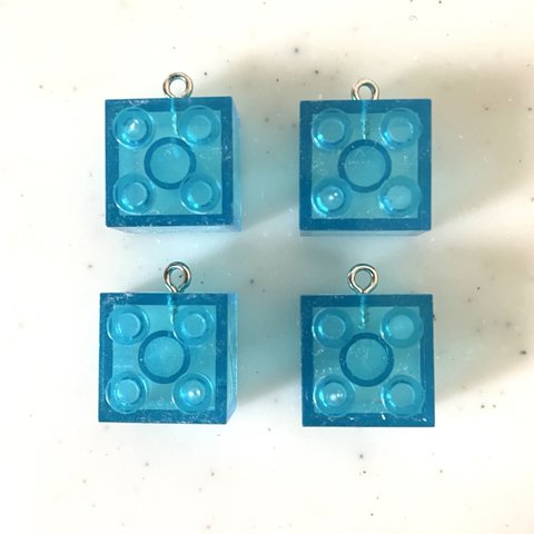 Clear Blue Square Block Pendant Tops