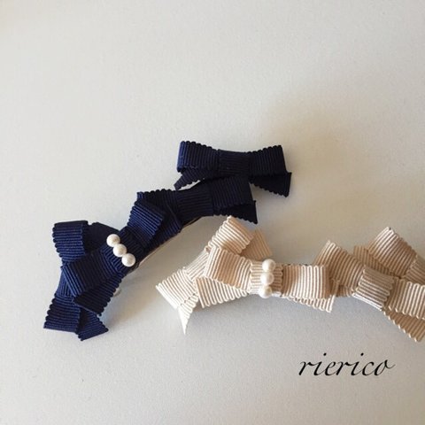 再販*petit ribbon バレッタ グログランver.