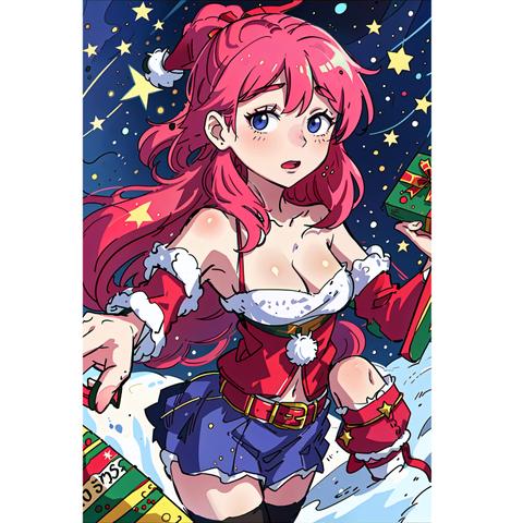 クリスマスカード　CHRISTMAS CARD　女性サンタクロース