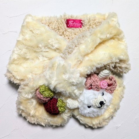 【SALE♪】こども用マフラー ころころ苺うさぎ (オフホワイト）