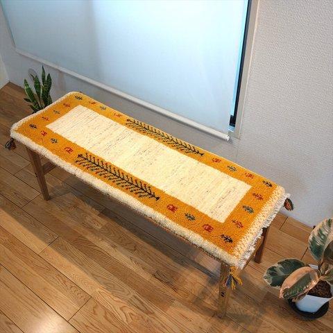 目玉品２５％OFF】ペルシャ　ギャッベ ミニランナー　118x43cm　 ベージュ　イエロー