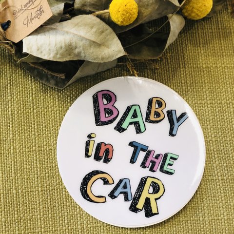 Baby in the car 防水マグネットステッカー