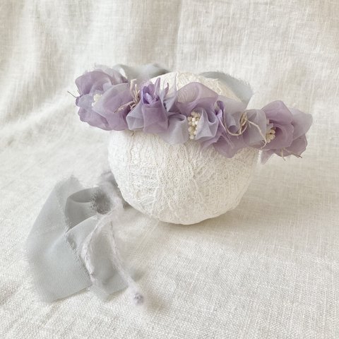【  Lavender Cake 】 (ベビーフラワーリース)　ニューボーンフォト　