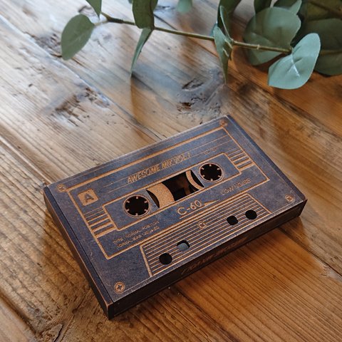 木製 カセットテープ 型 名刺入れ