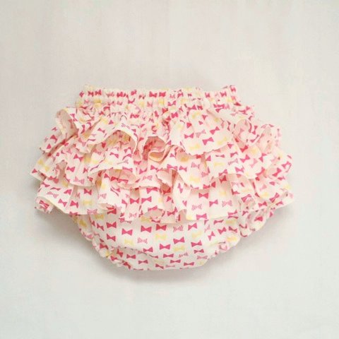 リボンの フリル ベビー パンツ （60～70・70〜80・80～90㎝） カバーパンツ
