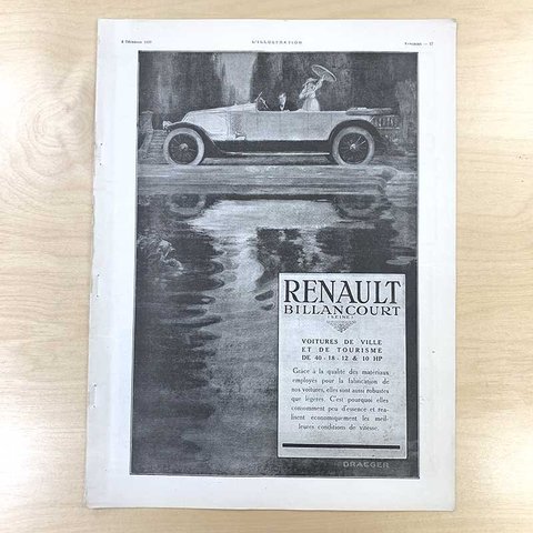 ヴィンテージ雑誌illustration（1920.12）2Pモノクロ 車・オイル・カミソリ 18PSa20-13